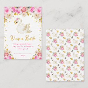 Zwaan Roze en Gouden Rozen Luier Raffle Informatiekaartje
