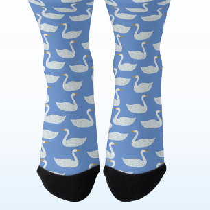 Zwaan Vogelpatroon Blauw Sokken