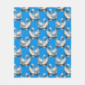 Zwaan Vogels Patroonontwerp Op Blauwe Fleece Deken (Voorkant)