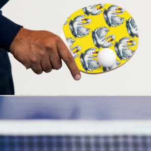 Zwaan Vogels Patroonontwerp Op Geel Tafeltennisbatje