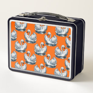 Zwaan Vogels Patroonontwerp Op Oranje