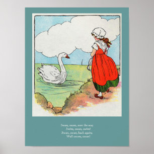 Zwaan, zwaan over het Zee Moeder Gans Kwekerij Rhy Poster