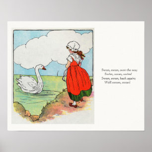 Zwaan, zwaan over het Zee Moeder Gans Kwekerij Rhy Poster