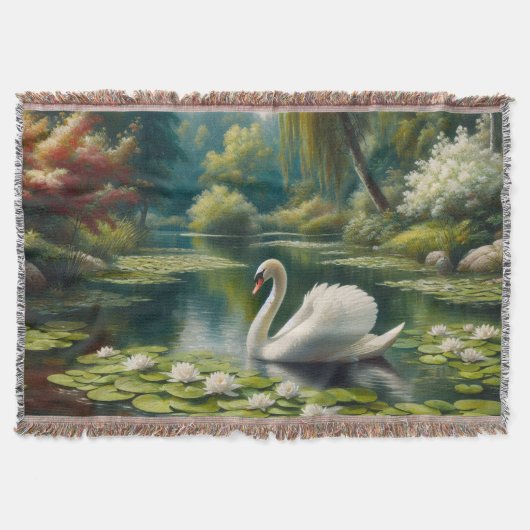 Zwaan Zwemmen op de vijver Impressionistisch schil Deken (Voorkant)