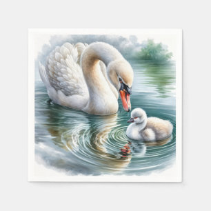 Zwaanmoeder met cygnet servet
