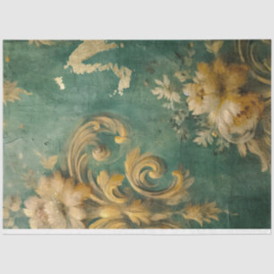 Zwaar goud barok ornament smaragdgroene vintage tissuepapier