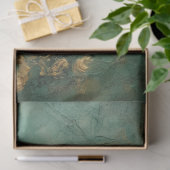 Zwaar goud barok ornament sprankelt smaragdgroen tissuepapier (Geschenk)