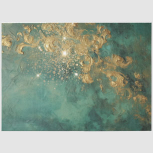 Zwaar goud barok ornament sprankelt smaragdgroen tissuepapier