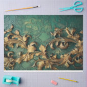 Zwaar goud barok ornament sprankelt smaragdgroen tissuepapier (Craft)