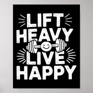Zwaar tillen Leef Gelukkig Barbell Bodybuilding Poster
