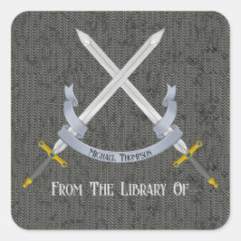 Zwaard en kettingpost uit de bibliotheek van vierkante sticker