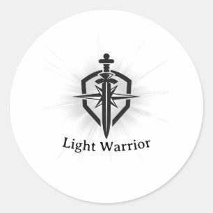 Zwaard en Schild van de Lichtkrijger Ronde Sticker