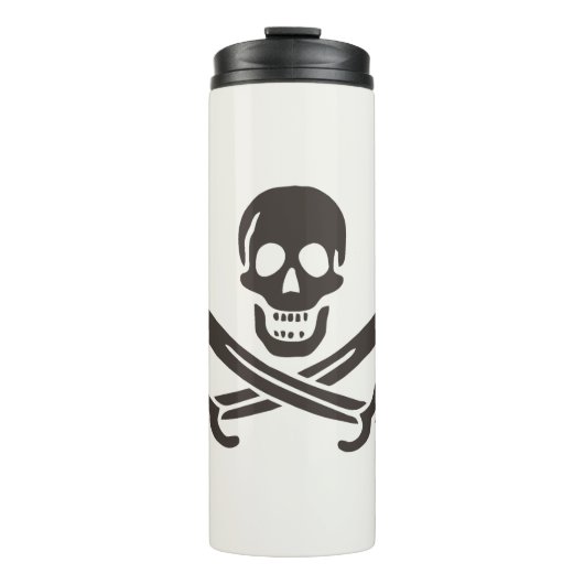 Zwaard van Obsidiaan Schedel Piratenvlag van Calic Thermosbeker (Voorkant)