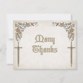 Zwaarden Gamer Fantasy Wedding Bedankkaart (Voorkant)