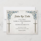 Zwaarden Gamer Fantasy Wedding Bedankkaart (Voorkant)