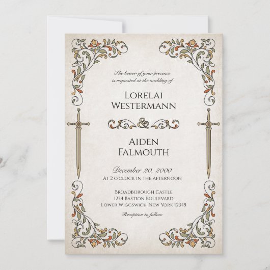 Zwaarden Gamer Fantasy Wedding Kaart (Voorkant)