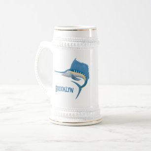 Zwaardvis zeilvis leuk cartoon illustratie bierpul