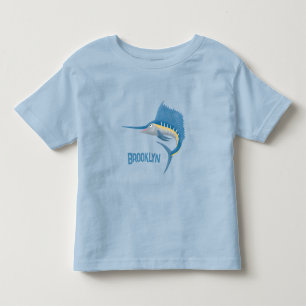 Zwaardvis zeilvis leuk cartoon illustratie kinder shirts