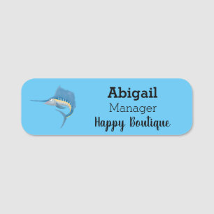 Zwaardvis zeilvis leuk cartoon illustratie naamplaatje