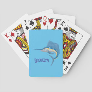 Zwaardvis zeilvis leuk cartoon illustratie pokerkaarten