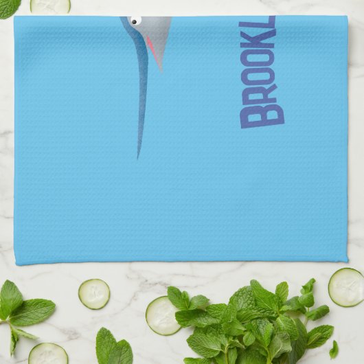 Zwaardvis zeilvis leuk cartoon illustratie theedoek (Gevouwen)