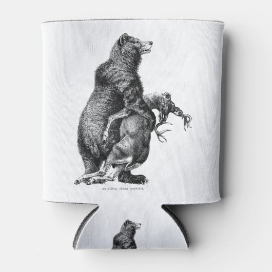 Zwaarlijk beer jagen in eenvoudige tekening blikjeskoeler (Voorkant)