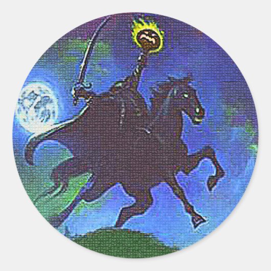 Zwaarloze Horseman in blauw licht Ronde Sticker (Voorkant)