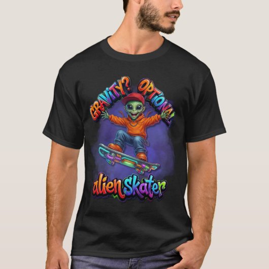 Zwaartekracht Optionele Alien Skater Zweefplank Ru T-shirt (Voorkant)