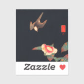 Zwaas en Camellia Flower  Bird Japans Sticker (Vel)