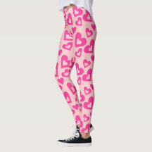 Zwak licht en donkerroze harten Leggings