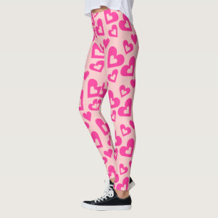 Zwak licht en donkerroze harten Leggings