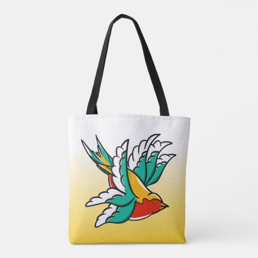 Zwaluwen geïnspireerd op traditioneel tattoo tote bag (Achterkant)