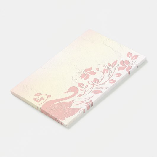 Zwan en bloemen post-it® notes (Schuin)