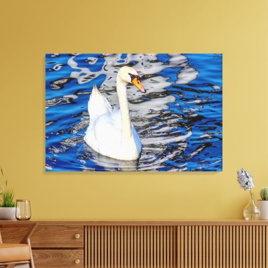 Zwan met reflecties canvas afdruk (Insitu (Woonkamer))