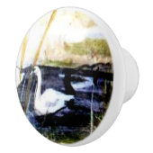 Zwan op het meer . . . keramische knop (Rechts)