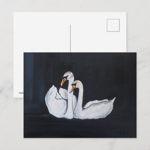 Zwanen bij Nacht Schilderij van Alfred Fox Briefkaart