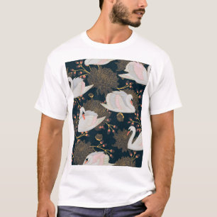 Zwanen en chrysanten, natuurlijk patroon. t-shirt