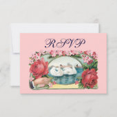 Zwanen en Rozen Aangepaste RSVP-kaarten Kaart (Voorkant)
