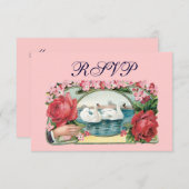 Zwanen en Rozen Aangepaste RSVP-kaarten Kaart (Voorkant / Achterkant)