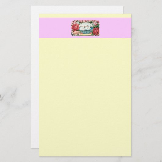 Zwanen en Rozen  kunst Stationery Briefpapier (Voorkant / Achterkant)