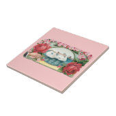 Zwanen en Rozen  kunst Tegeltje (Zijkant)