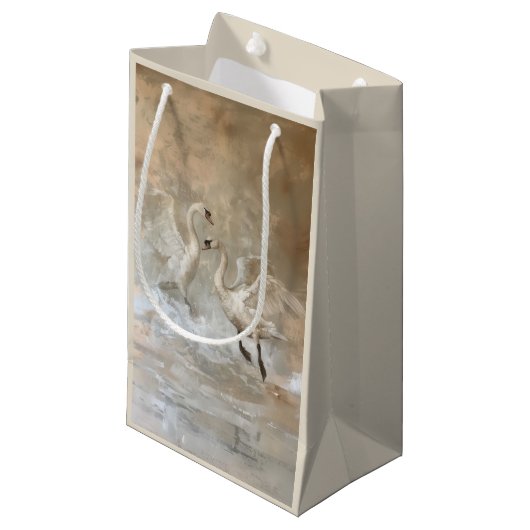 Zwanen - Geschenktas Klein Cadeauzakje (Voorkant Gekanteld)