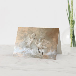 Zwanen - gevouwen Wenskaart Bedankkaart