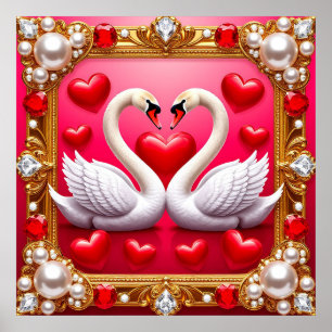 💎 Zwanen Huwelijks Kunst Voor Romantische Ontvang Poster