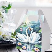 Zwanen in liefde Waterverf Lotus Lake bruiloft Bedankdoosjes