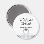 Zwanen koppel naam monogram bruiloft magneet (Voorkant / Achterkant)