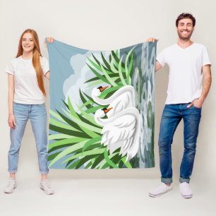 Zwanen op het water fleece deken