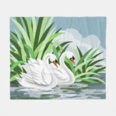 Zwanen op het water fleece deken (Voorkant (Horizontaal))