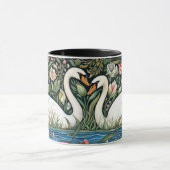 Zwanen op vijver William Morris Stijl Schilderkuns Mok (Midden)