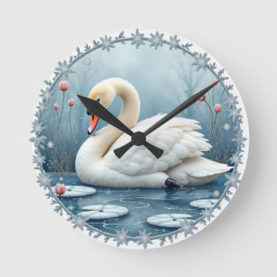 Zwanen Sereniteit Wandklok Ronde Klok